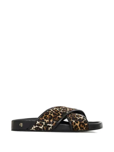 Anine Bing Emi Leopard-print Sandals In Brown