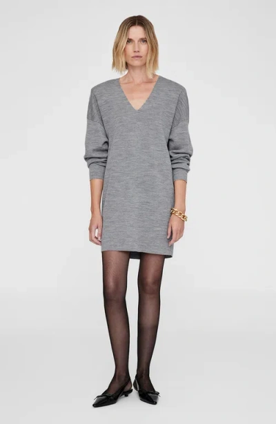Anine Bing Essex Mini Dress In Grey Melange In Gray