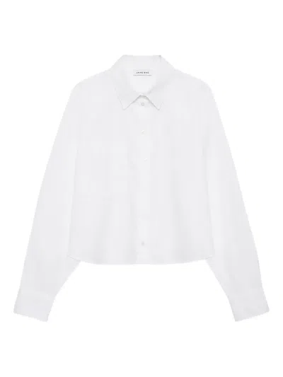 Anine Bing Essie Cropped Pocket Shirt In White