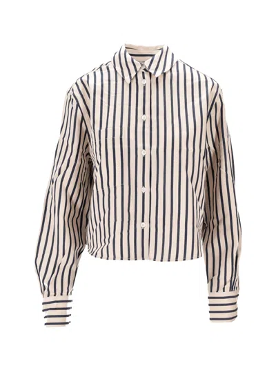 Anine Bing Essie Cropped Shirt Maritime Stripe In Neutral