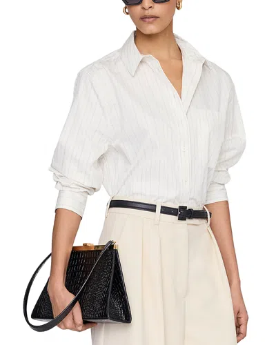 Anine Bing Essie Cropped Shirt In White
