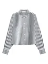 Anine Bing Essie Striped Cropped Shirt In White