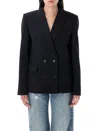 Anine Bing Evalyn Double-breasted Wool-blend Blazer In Black