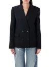 Anine Bing Evalyn Double-breasted Wool-blend Blazer In Black