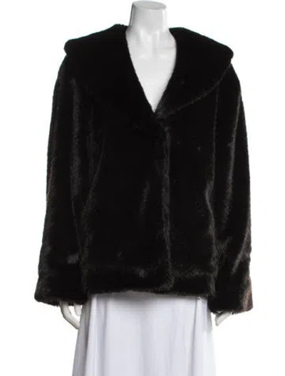 Pre-owned Anine Bing Faux Fur Coat In Black
