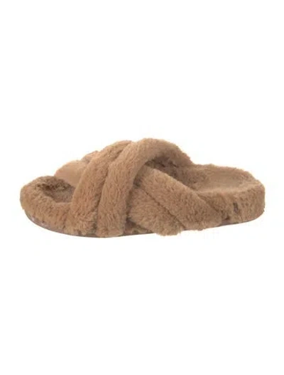 Pre-owned Anine Bing Faux Fur Slides In Brown