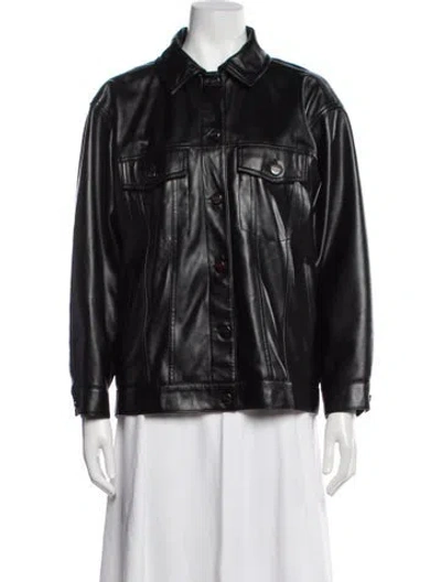 Pre-owned Anine Bing Faux Leather Biker Jacket In Black