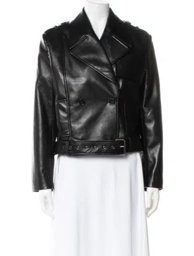 Pre-owned Anine Bing Faux Leather Biker Jacket In Black