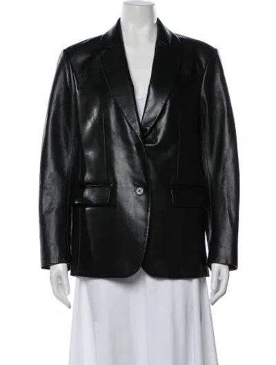 Pre-owned Anine Bing Faux Leather Blazer In Black