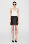 Anine Bing Finn Skirt In Black Leather In Black