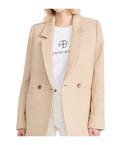 Anine Bing Fishbone Double-breasted Blazer In Nude