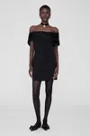 Anine Bing Fleur Off-shoulder Mini Dress In Black