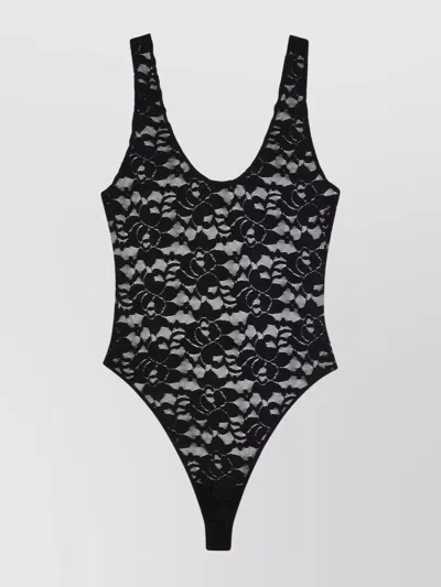 Anine Bing Alysha Stretch-lace Bodysuit In Black