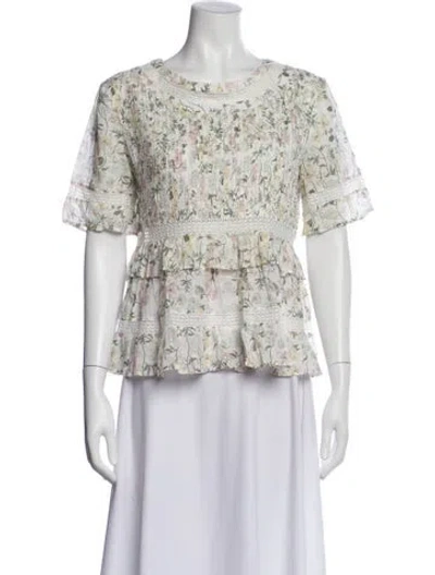 Pre-owned Anine Bing Floral Print Crew Neck Top In Transparent
