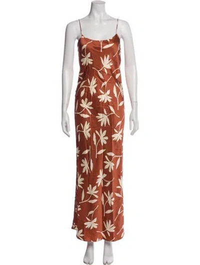 Pre-owned Anine Bing Floral Print Long Dress In Brown