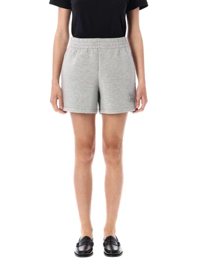 Anine Bing Framed Monogram Kam Shorts With Tailored Fit In Grey