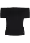 Anine Bing Womens Black Francis Off-shoulders Knitted Top In Black
