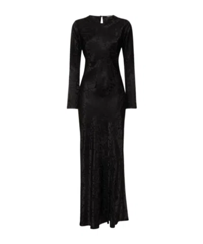 Anine Bing Freja Silk Jacquard Long Dress In Black
