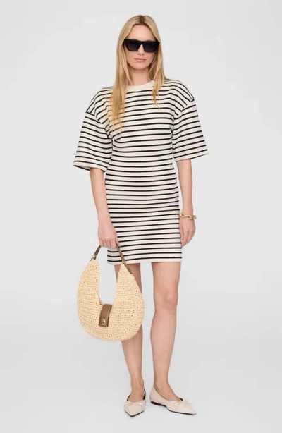 Anine Bing Mona Striped French Terry Dress In White