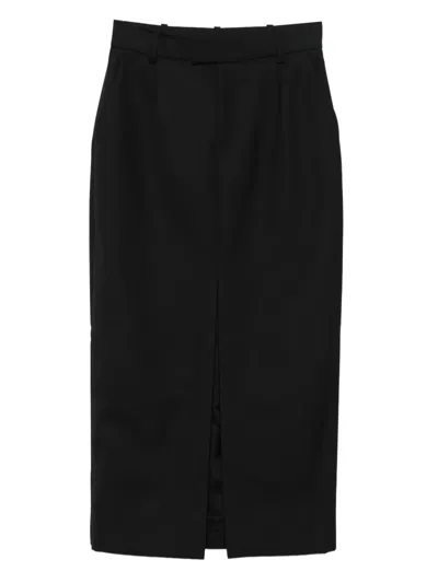 Anine Bing Front-slit Wool Skirt In Black