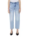 Anine Bing Gavin High Rise Distressed Straight Jeans In Washed Blue In Blue