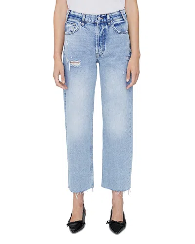 Anine Bing Gavin High Rise Distressed Straight Jeans In Washed Blue
