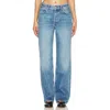 Anine Bing Hugh Logo Patch Wide-leg Jeans In Blue