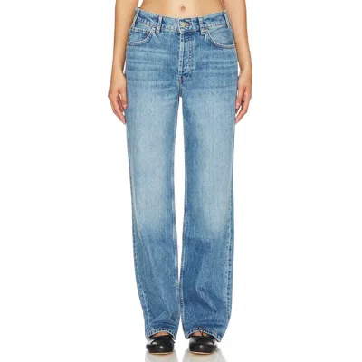 Anine Bing Gavin Long Denim Jeans In Blue