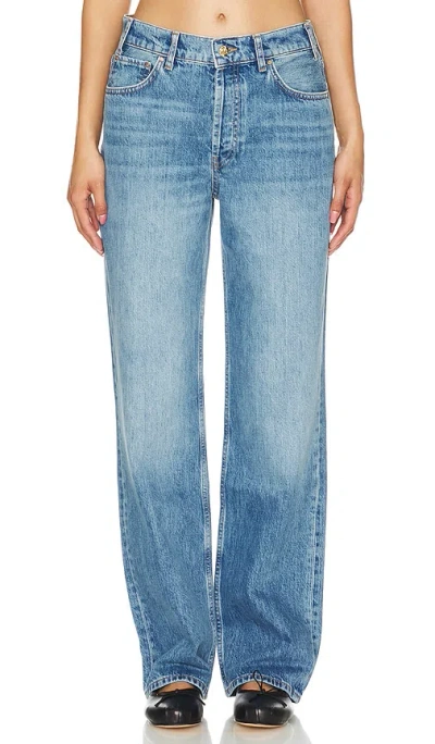 Anine Bing Hugh Logo Patch Wide-leg Jeans In Blue