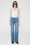 Anine Bing Hugh Logo Patch Wide-leg Jeans In Blue
