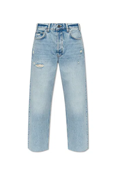 Anine Bing Gavin Distressed Straight-leg Jeans In Blue