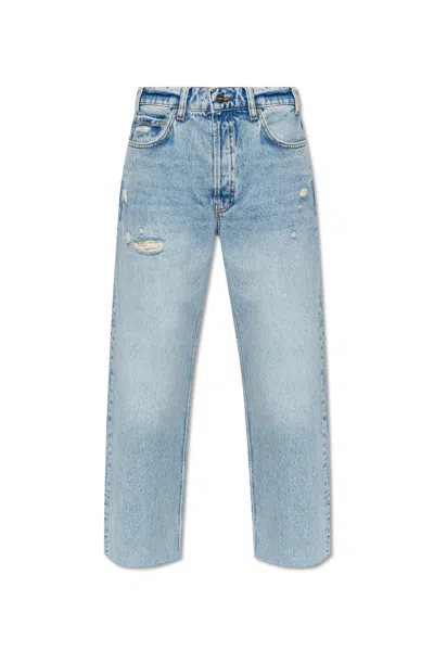 Anine Bing Gavin Relaxed Straight Jeans In Washed Blue