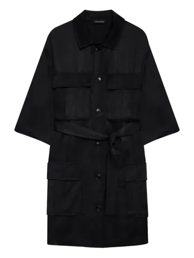 Anine Bing Geri Belted Cargo-pocket Dress In Black