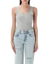 Anine Bing Ribbed Bodysuit Scoop Back In Gray