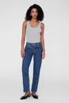 Anine Bing Ribbed Bodysuit Scoop Back In Gray