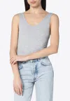Anine Bing Ribbed Bodysuit Scoop Back In Gray