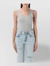 Anine Bing Ribbed Bodysuit Scoop Back In Gray
