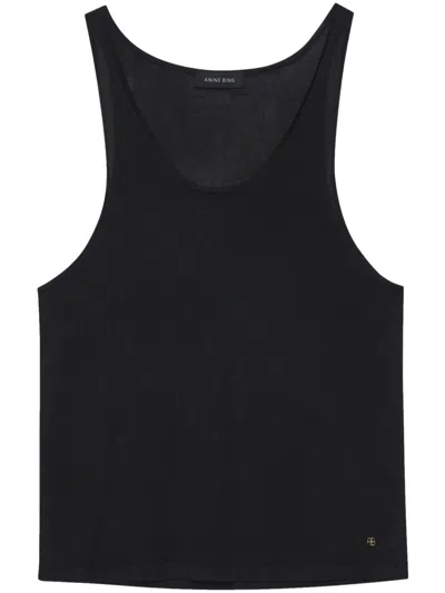 Anine Bing Brine Logo-plaque Tank Top In Black