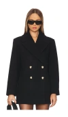 Anine Bing Glenn Double Breasted Coat In Black