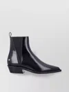 Anine Bing Glossy Block Heel Ankle Boot With Elastic Panels