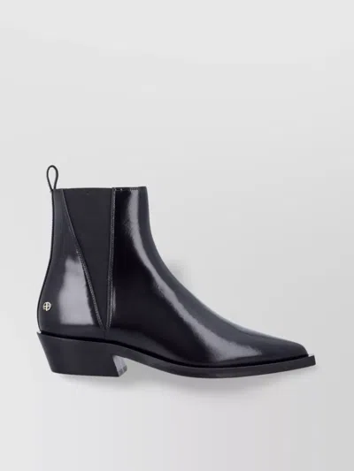 Anine Bing Glossy Block Heel Ankle Boot With Elastic Panels