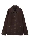 Anine Bing Gold-button Suede Jacket In Brown