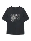 Anine Bing Washed Black T-shirt With Leopard Print In Black