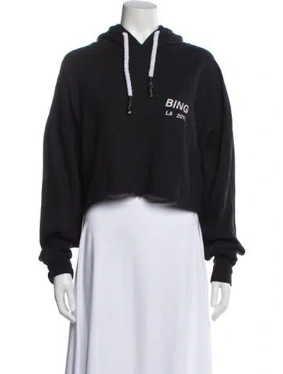 Pre-owned Anine Bing Graphic Print Crew Neck Hoodie In Black