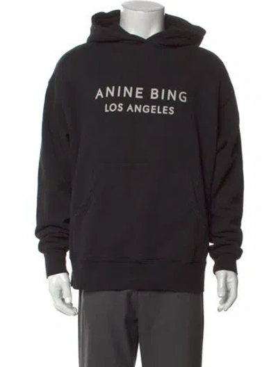 Pre-owned Anine Bing Graphic Print Crew Neck Hoodie In Black