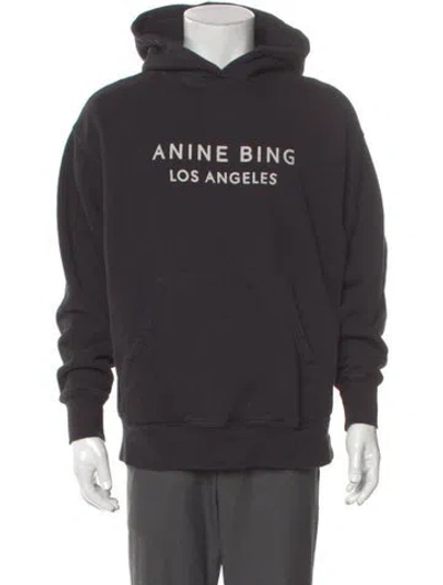 Pre-owned Anine Bing Graphic Print Crew Neck Hoodie In Gray