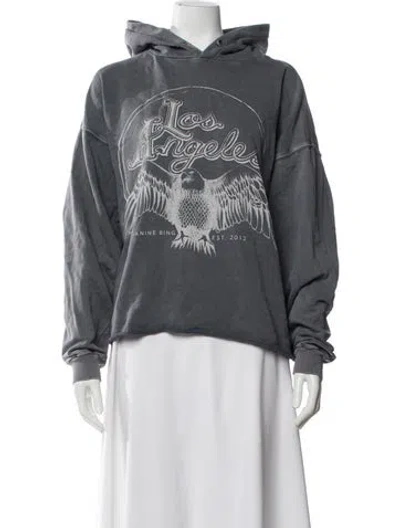 Pre-owned Anine Bing Graphic Print Crew Neck Hoodie In Gray