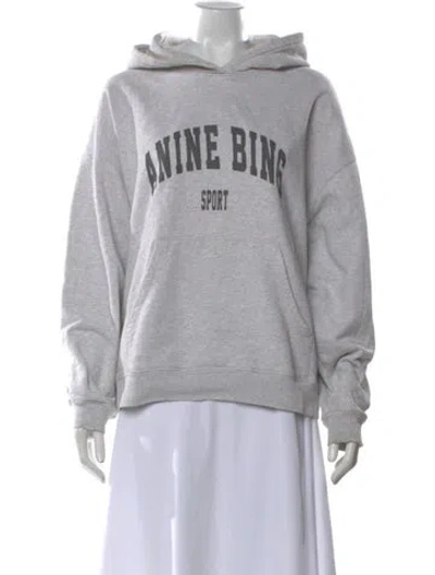 Pre-owned Anine Bing Graphic Print Crew Neck Hoodie In Gray