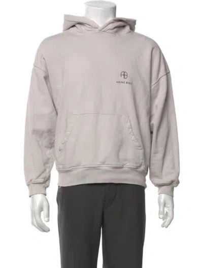 Pre-owned Anine Bing Graphic Print Crew Neck Hoodie In Gray