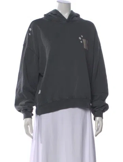 Pre-owned Anine Bing Graphic Print Crew Neck Hoodie In Gray
